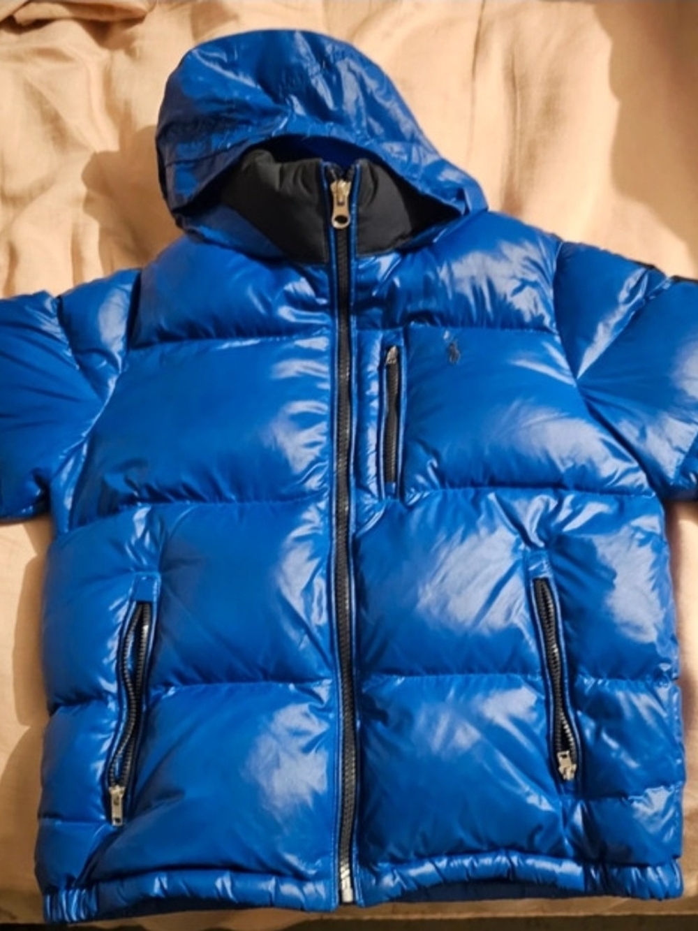 Polo by Ralph Lauren Shiny Royal Blue Hooded Kids Puffer